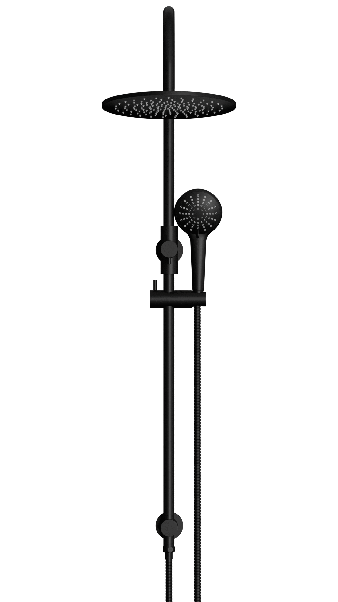 MZ0906_MatteBlack_front | Tap & Sink Contemporary Living Pty Ltd Meir Round Gooseneck Shower Set: 300mm Rose & Single-Function Hand Shower. Matte Black finish.
