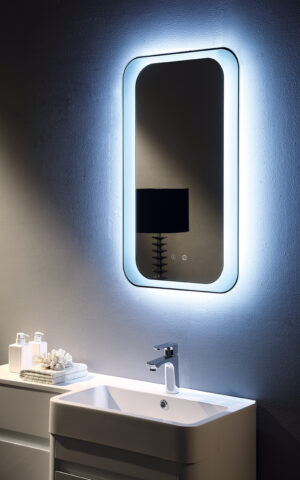 Remer Otis collection. Backlit LED mirror. Frameless with Demister & Sensor touch button