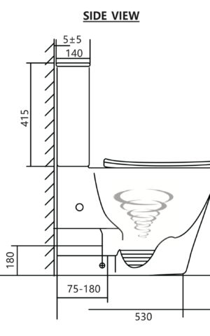 Zumi Zero Turbo flush back to wall toilet spec sheet