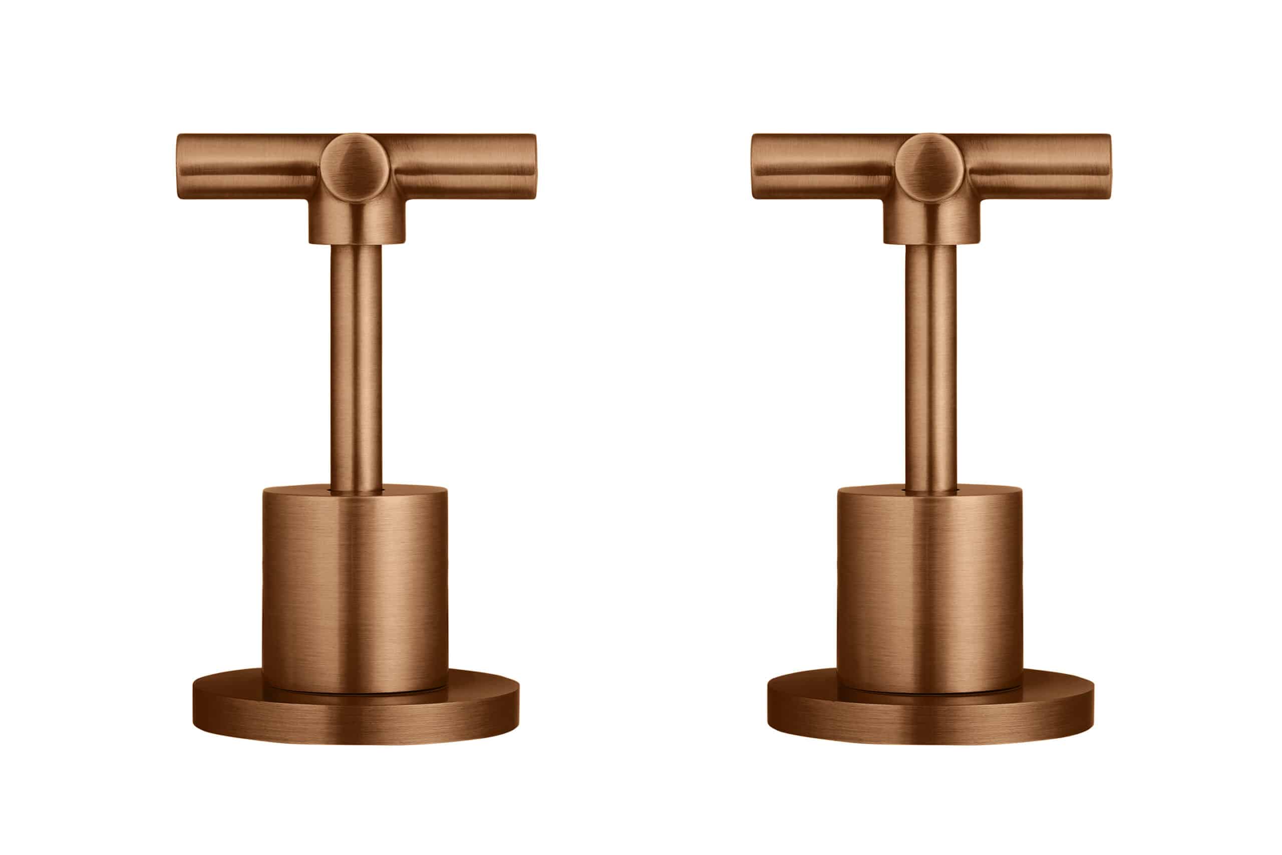 Meir Round Cross Handle Jumper Valve Wall Top Assemblies in PVD Lustre Bronzer finish