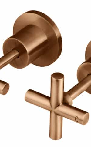 Meir Round Cross Handle Jumper Valve Wall Top Assemblies in PVD Lustre Bronzer finish