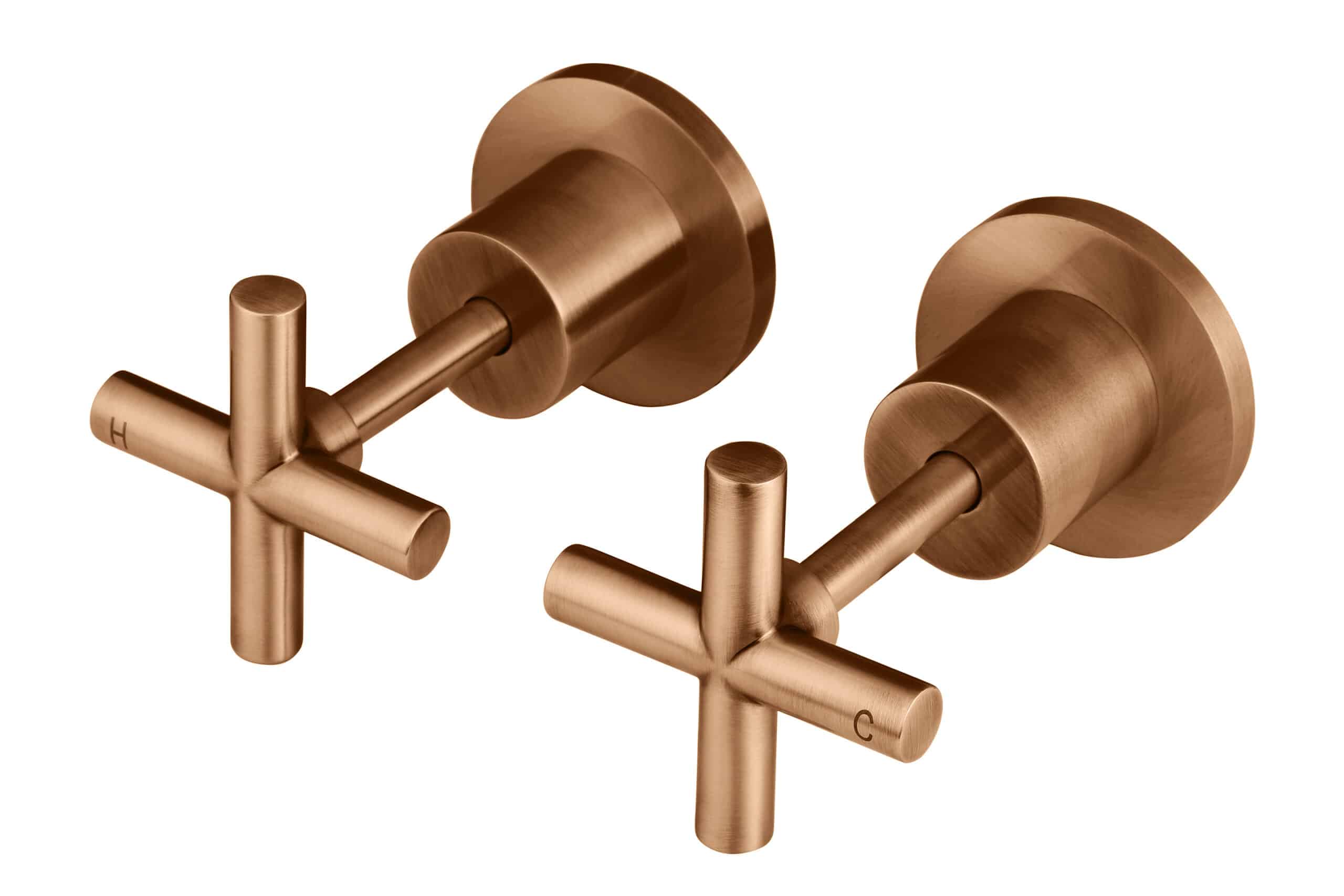 Meir Round Cross Handle Jumper Valve Wall Top Assemblies in PVD Lustre Bronzer finish