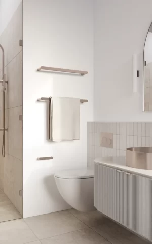 MeirCurvaeChampagne_Towel_Rail_shower_shelf_robe_hook_gooseneck_shower_paper_holder_hinges_Basin Real View