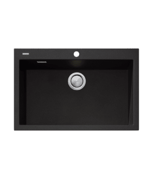 Oliveri 'Santorini' Large Single Topmount Sink with Overflow - Black Granite