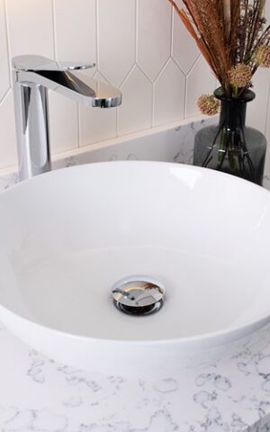 ADP 'Circuit' Above counter basin in Matte or Gloss White finish. Ceramic