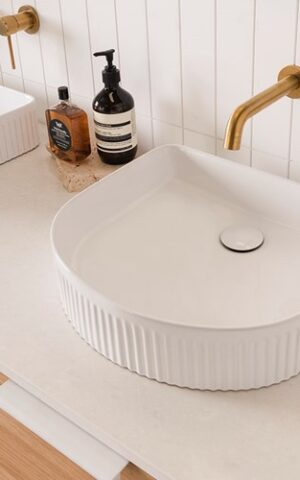 ADP 'Arch Fluted' Above counter basin. Gloss or Matte White finish