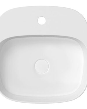 ADP 'Jill' Above Counter Basin features oval shape with one taphole, overflow and smooth ceramic white finish