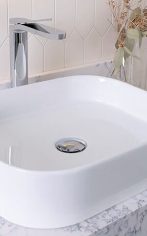 ADP 'Louie' Above Counter Basin. White ceramic. Gloss or Matte white finish