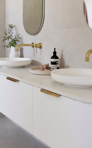 ADP 'Flume' Above Counter Round Basin. Made of White Marble Cast material