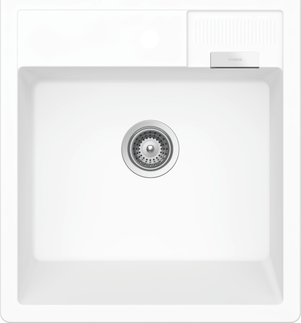 Schock 'Kallio' Since Bowl Topmount Sink with 1 Taphole & Overflow. Granite White finish (Day)