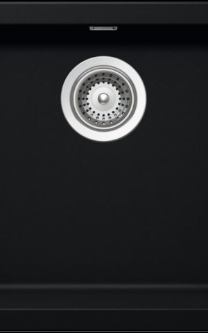 SCHOCK 'SOHO' SINGLE BOWL SINK. ABOVEMOUNT OR UNDERMOUNT. OVERFLOW, NO TAPHOLE. GRANITE PURE BLACK FINISH