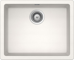 Schock 'Soho' large Sinle Bowl Sink. No taphole, Overflow. Granite White finish (Undermount or Abovemount)