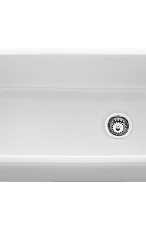 Chambord 'Philippe' Fireclay Single Bowl Farmhouse Sink. White finish. Abovemount, Undermount or Flushmount. No overflow & no taphole