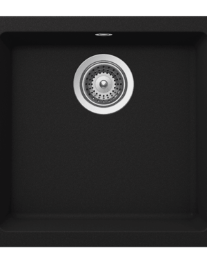 Schock 'Quadro' Single Bowl Sink with No taphole, With Overflow. Topmount or Undermount. Granite Black finish (Onyx)