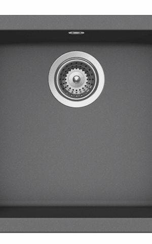 Schock 'Quadro' Single Bowl Sink with No taphole, With Overflow. Topmount or Undermount. Granite Grey finish (Croma)