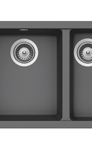 Schock 'Quadro' 1 & 1/3 bowl sink. Topmount or Undermount. Granite Grey finish (Croma)