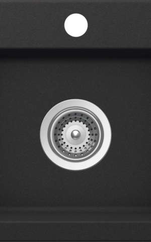 Schock 'Virtus' Small Topmount Single Bowl Sink with 1 Taphole, No overflow. Granite Black finish (Onyx)