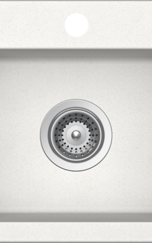 Schock 'Virtus' Small Topmount Single Bowl Sink with 1 Taphole, No overflow. Granite White finish (Alpina)