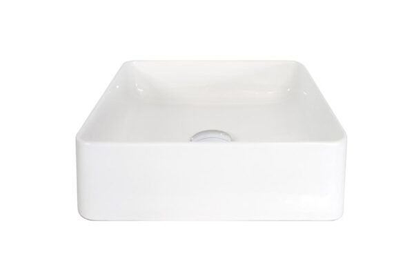 ADP 'Malo' Above counter square basin in white gloss finish. Ceramic