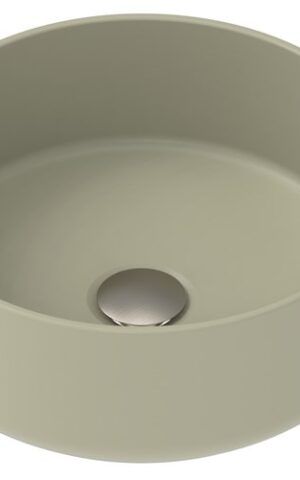 ADP 'Margot' Round Above Counter Basin in Matte Olive finish. Material: Ceramic