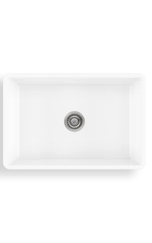Oliveri 'Sicily' Fireclay Undermount Farmhouse Sink, Single bowl. Reversible: Smooth or Fluted Front. White Fireclay finish