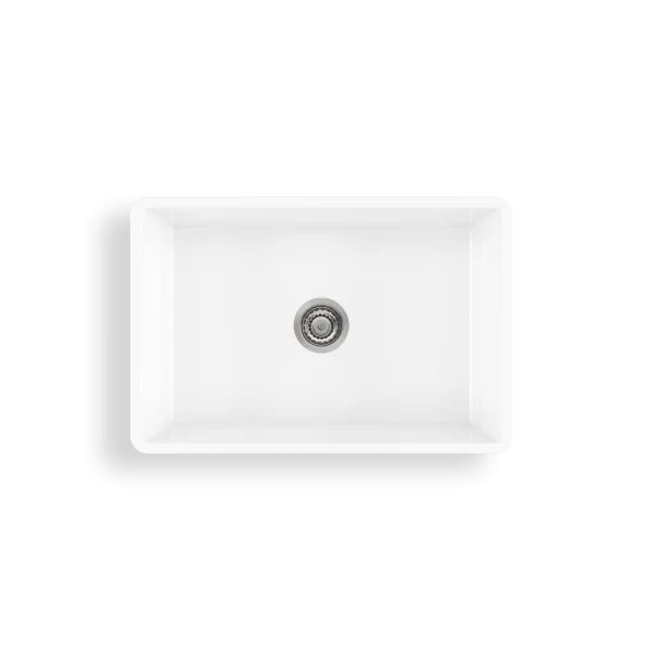 Oliveri 'Sicily' Fireclay Undermount Farmhouse Sink, Single bowl. Reversible: Smooth or Fluted Front. White Fireclay finish