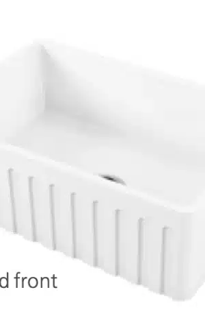 Oliveri 'Sicily' Fireclay Undermount Farmhouse Sink, Single bowl. Reversible: Smooth or Fluted Front. White Fireclay finish