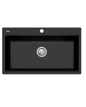 OLIVERI SANTORINI WORK STATION SINK. ACCESSORIES INCLUDED. BLACK FINISH. 1 TAPHOLE. NO OVERFLOW